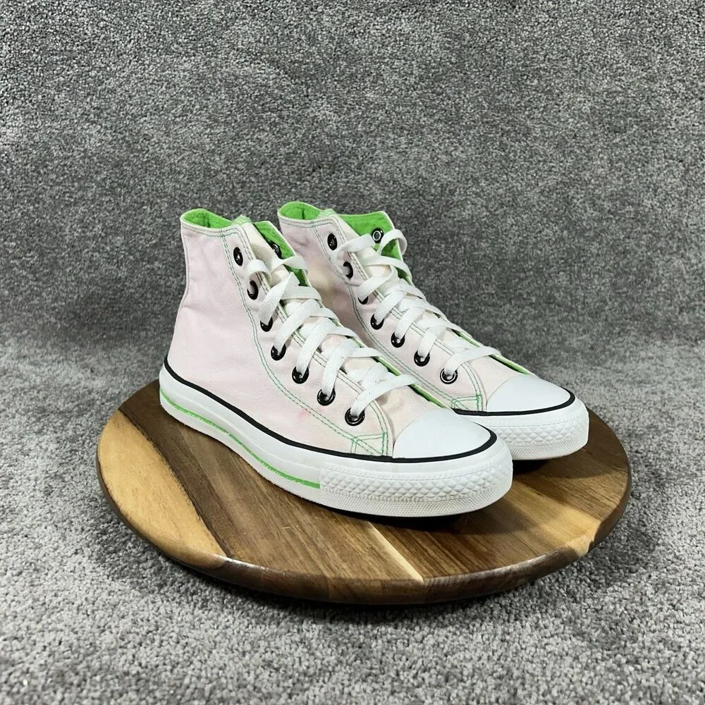 Converse Chuck Taylor All Star High Women’s Size 8 Green Pink Skate Shoes Used